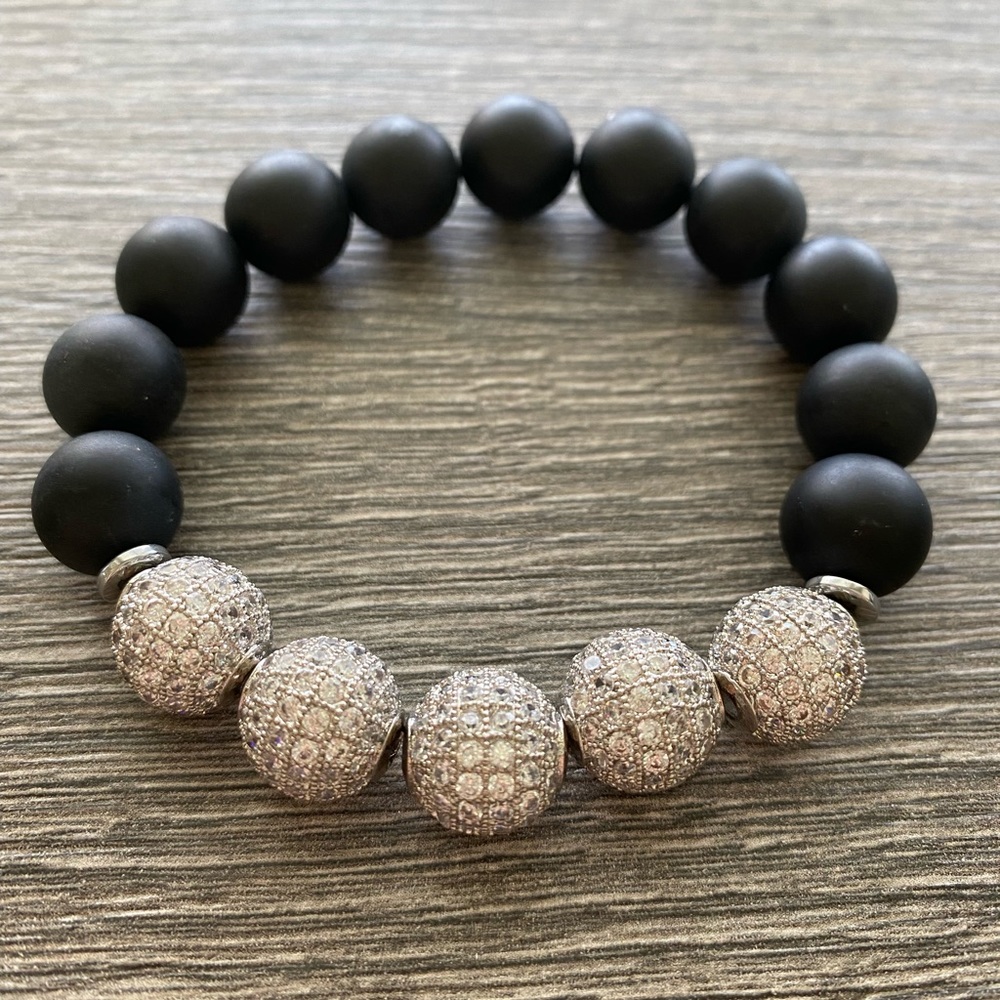 Men’s platinum plated Swarovski pave bracelet.  One size